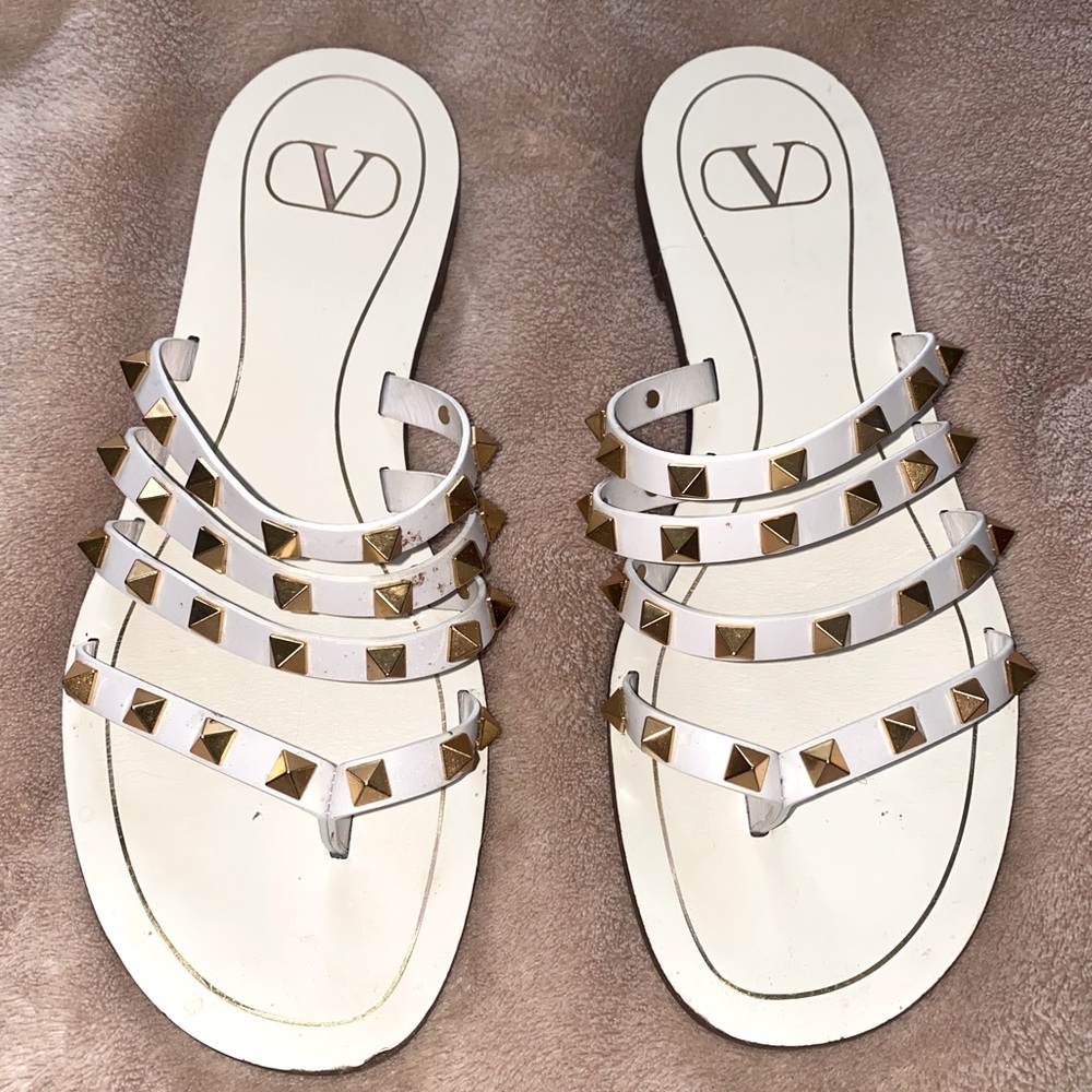 White Valentino rockstud sandals